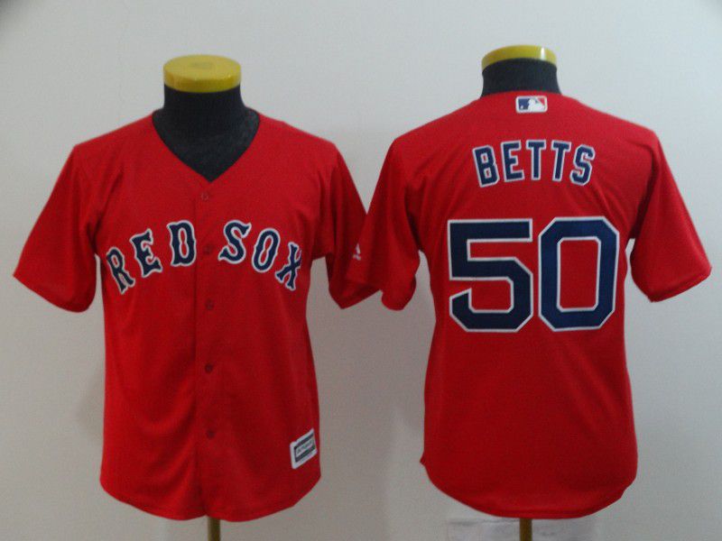 Youth Boston Red Sox #50 Betts Red Game MLB Jerseys